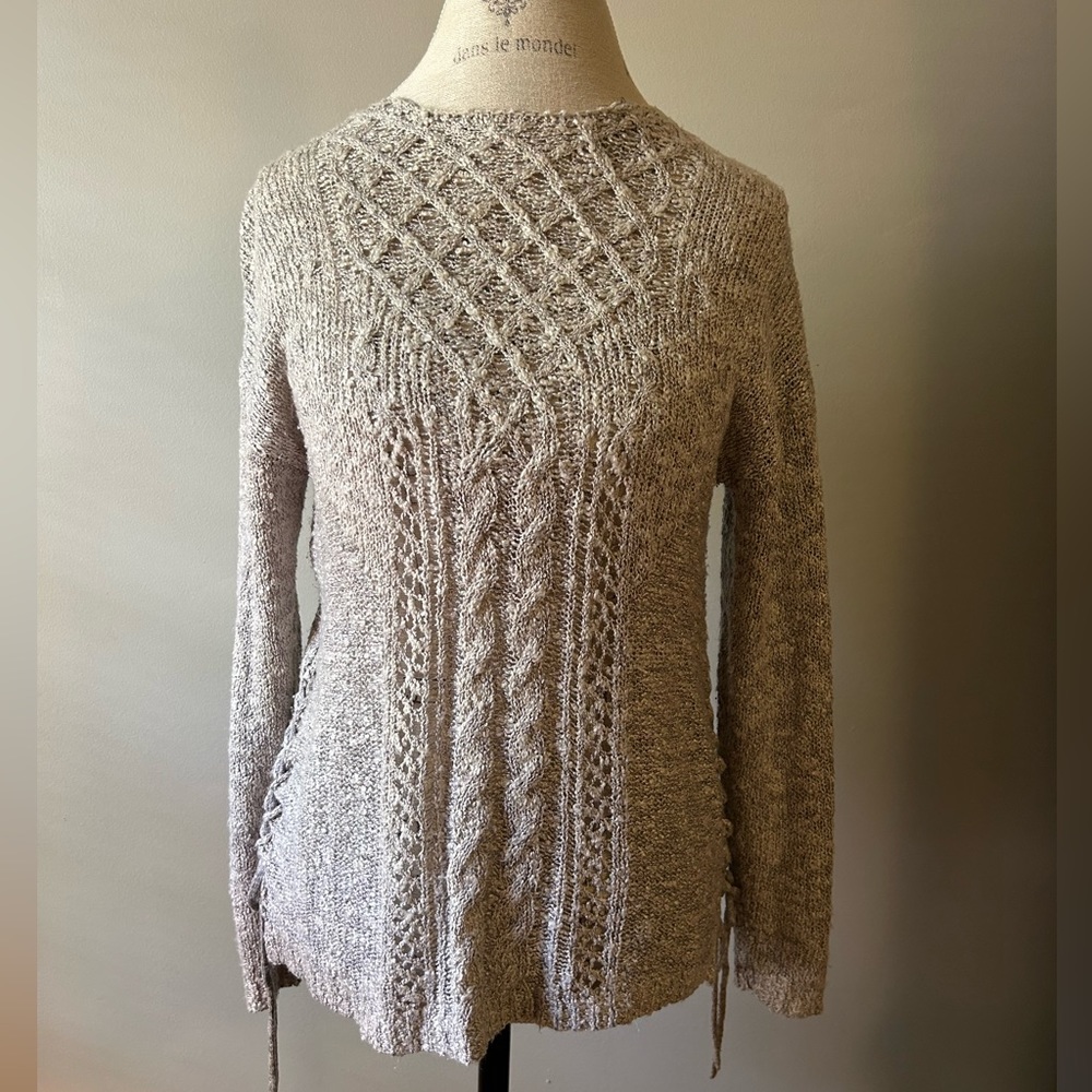 Women’s size small Knox Rose sweater with side laces. Gray. Has a little shimmer